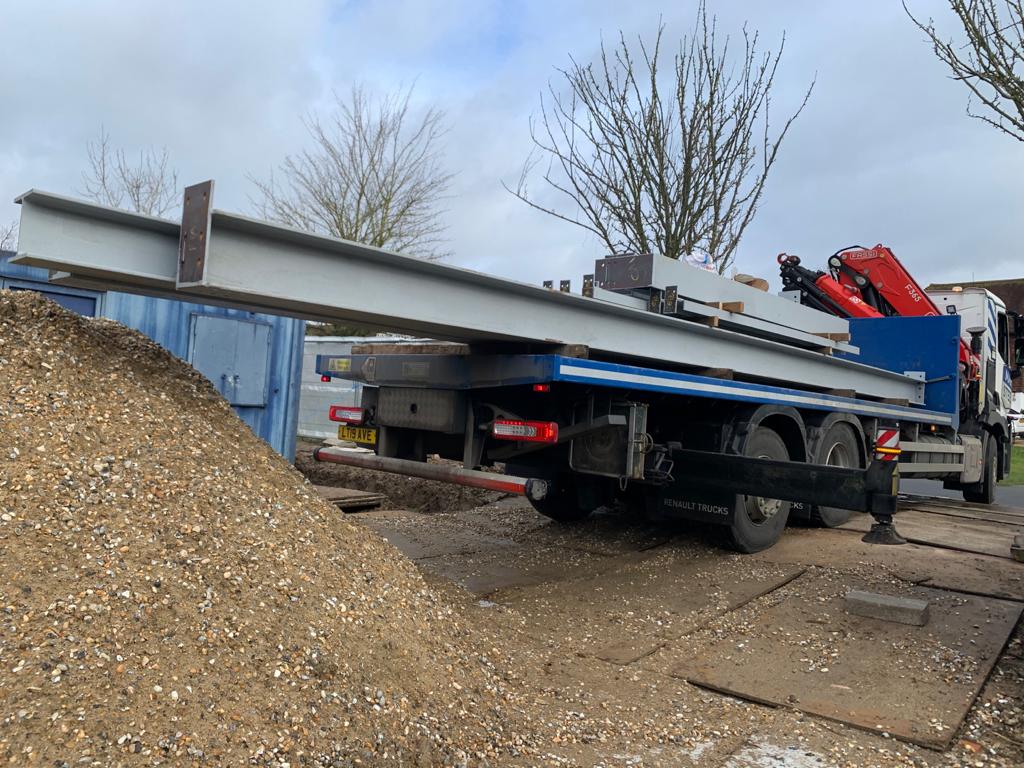 pre-cambered beams, steel delivery, steel fabrication, steel fabricator, MAH Steel, steel beams, steel London, steel Kent